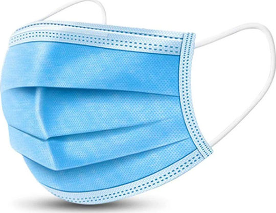Poli MeyMed Ear Loop Face Mask Type I 3ply Protective Mask Non-Reusable Type I Surgical Blue 50pcs