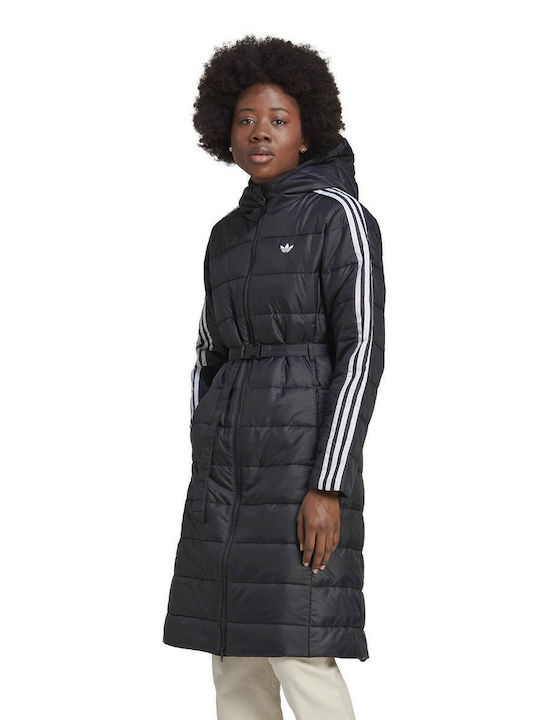 Adidas Μακρύ Γυναικείο Puffer Μπουφάν για Χειμώνα Μαύρο