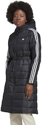 Adidas Women's Hiking Long Puffer Jacket for Winter with Hood Black