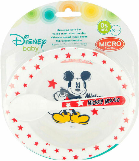 Stor Σετ Φαγητού Mickey από Πλαστικό Λευκό 2τμχ για 10+ μηνών