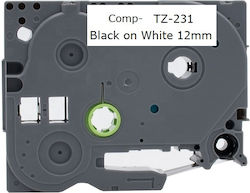 P-Touch Etikettenband Schwarz auf Weiß 8m x 12mm in Schwarz Farbe 1Stück