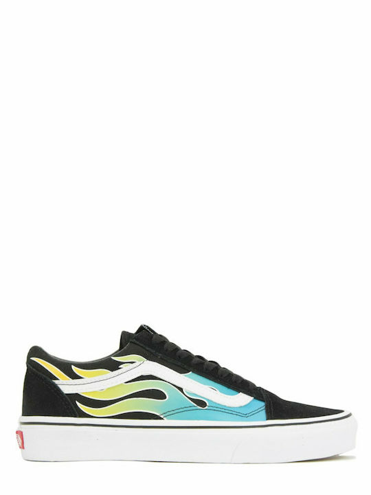 Glow Flame Vans Old Skool Flame Black Skate Shoes Vans Glow Flame