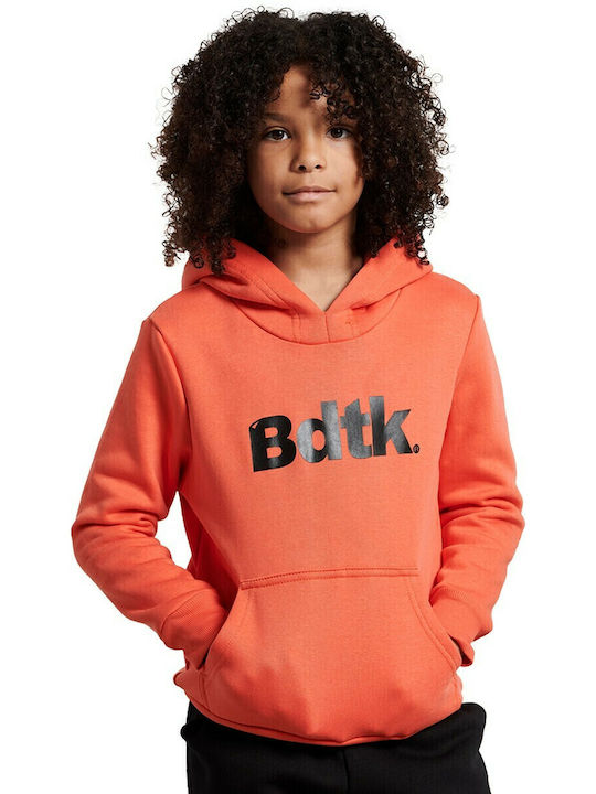 Fleece Kids Sweatshirt with Hood and Pockets Orange