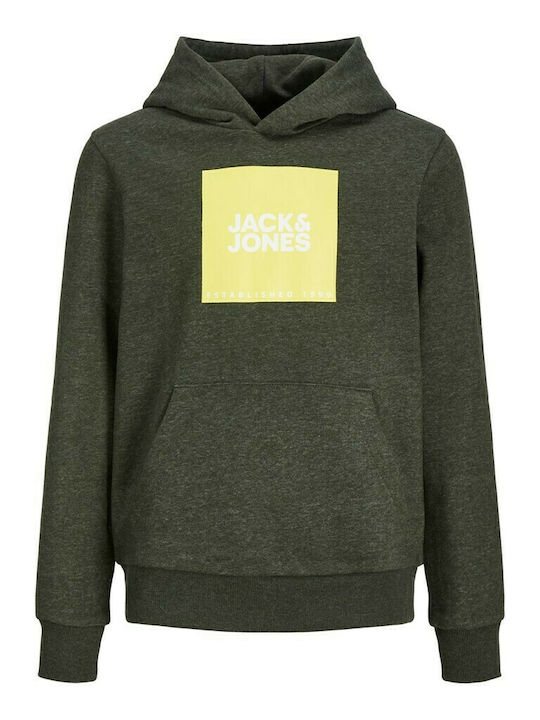 Jack & Jones Kinder Sweatshirt mit Kapuze und Taschen Grün