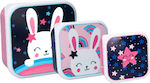 Κουνελάκια Kids Set Lunch Plastic Box Pink