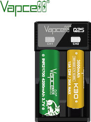 Vapcell Q2S Φορτιστής 2 Μπαταριών Μεγέθους