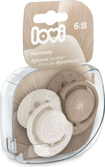 Lovi Baby Harmony Pacifiers Silicone Beige Brown for 6-18 months 2pcs