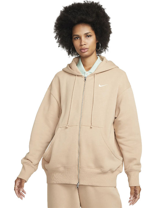 Nike Μακριά Γυναικεία Ζακέτα Φούτερ με Κουκούλα...