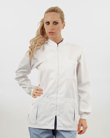 Ayo Loco Unisex Set Pantaloni și Bluza Medicală Alb din Bumbac și Poliester