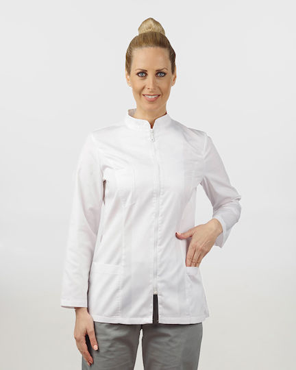 Ayo Sundy Femei Set Pantaloni și Bluza Medicală Alb din Bumbac și Poliester