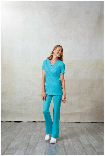 Cherokee 4728 Medizinische Bluse Türkis aus Baumwolle und Polyester