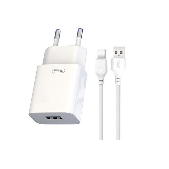 XO Φορτιστής με Θύρα USB-A και Καλώδιο Lightning Λευκός (L99)