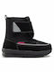 Garvalin Kids Leather Snow Boots with Hoop & Loop Closure Black