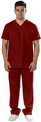 Anta Uniforms 130Κ Unisex Set Pantaloni și Bluza Medicală Burgundy