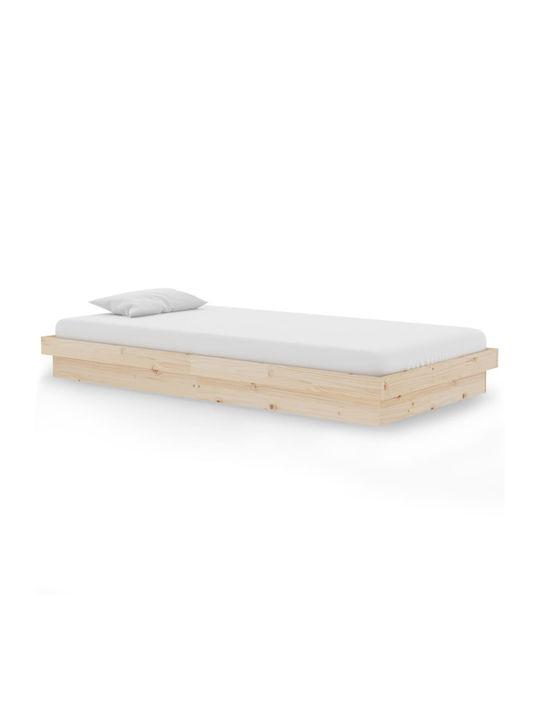 Κρεβάτι Μονό από Μασίφ Ξύλο Φυσικό με Τάβλες για Στρώμα 100x200cm