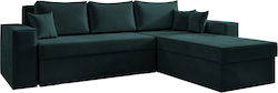 Cahabon Corner Fabric Sofa Bed with Reversible Angle & Storage Space Κυπαρισσί 250x180cm 14560032