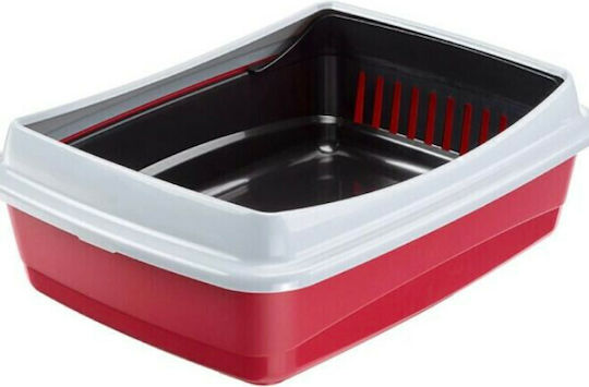 Ferplast Ariel 10 Plus Cat Basin for Corner with Sieve Red L47 x W36 x H15.5cm