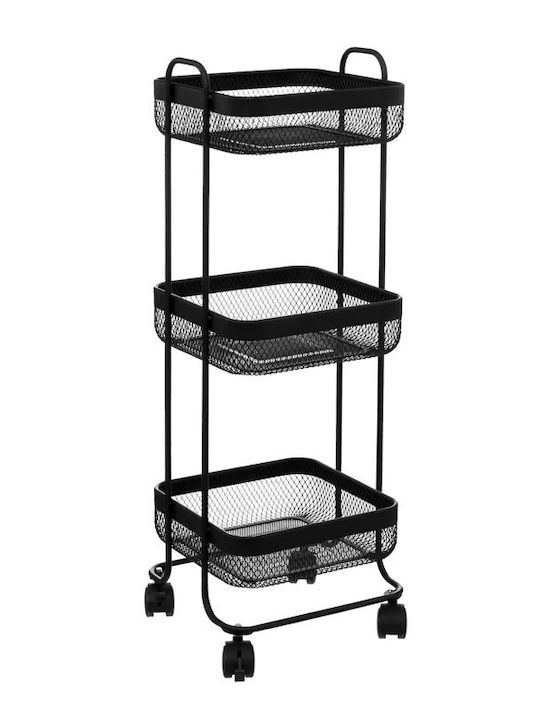 5Five Kitchen Trolley Metallic in Black Color 3 Slots 26x24.5x76cm