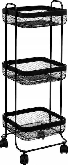5Five Küchenwagen Metallisch Schwarz 3 Steckplätze 26x24.5x76cm