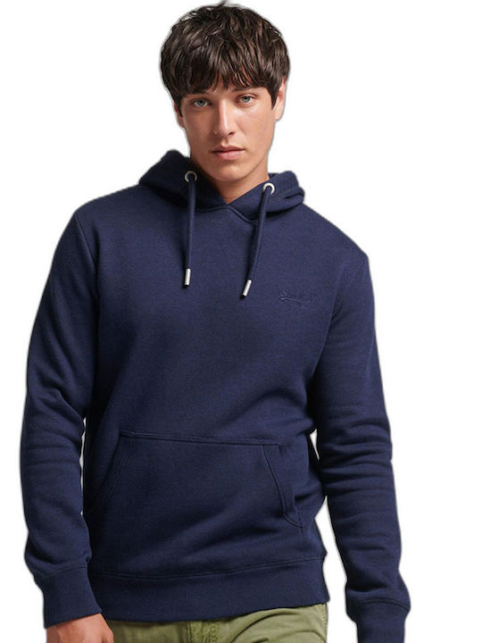 Superdry Vintage Logo Embroidered Men's Sweatshirt with Hood and Pockets Navy Blue