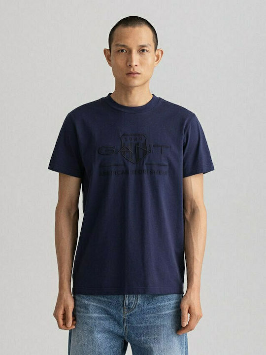 Gant Ανδρικό T-shirt Navy Μπλε Μονόχρωμο