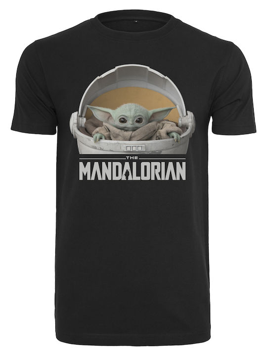 Merchcode Star Wars Baby Yoda Mandalorian T-shirt σε Μαύρο χρώμα