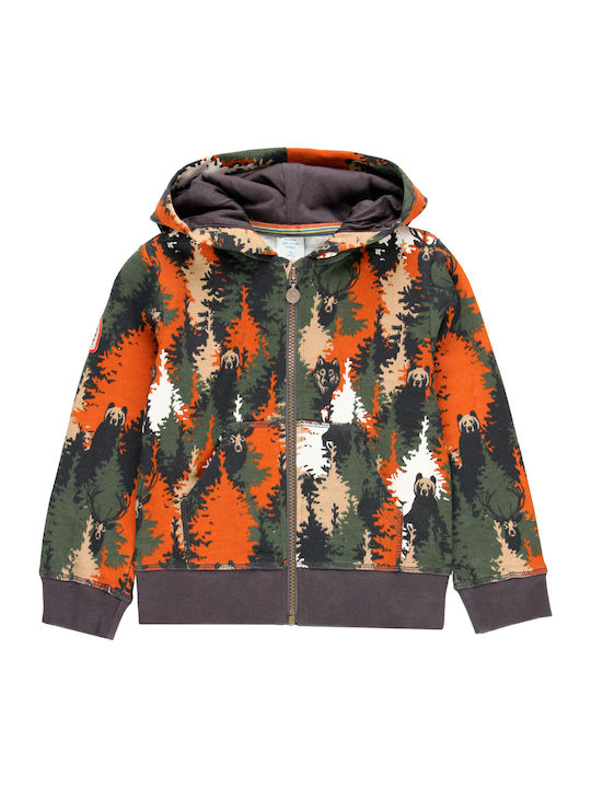 Kinder-Sweatshirtjacke Fleece mit Kapuze Khaki