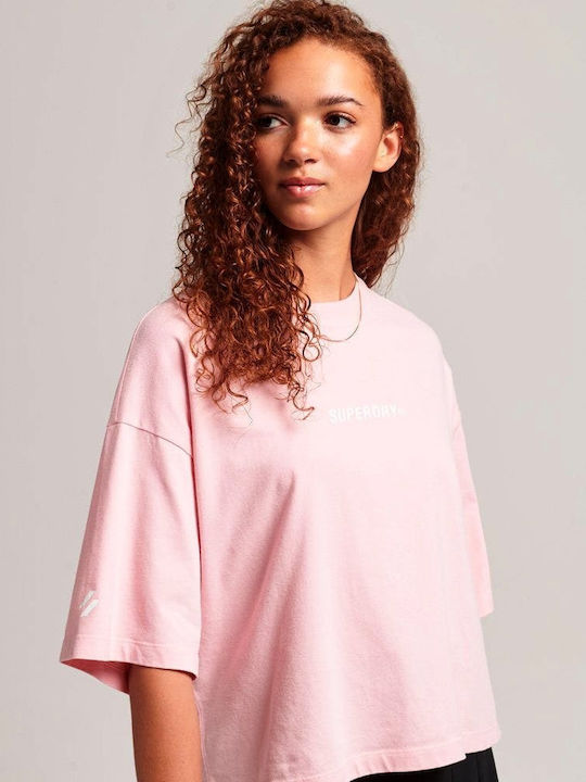 Superdry Code Core Damen Sport T-Shirt Coral Blush