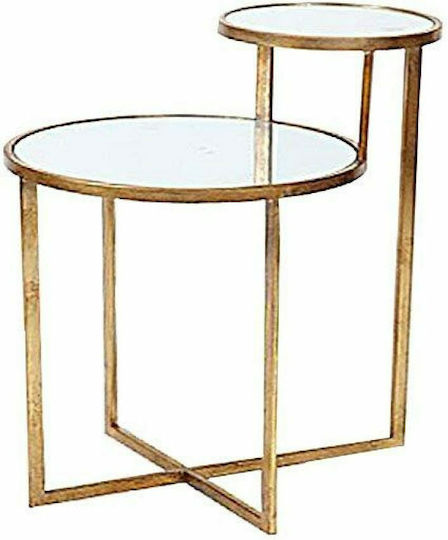 Round Side Table Glass Gold W51.5xL41xH71cm