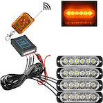 MAR514 Car Lightbar Road Assistance 4 pcs with Wireless Remote Control LED 12 / 24V - Orange