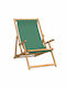 Deckchairs Wooden with Armrest & Green Fabric 60x126x87.5cm