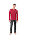 Vamp Men's Winter Cotton Pajamas Set Red -607