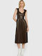 Midi Evening Leather Dress Brown W2BK66WEVE F9EB