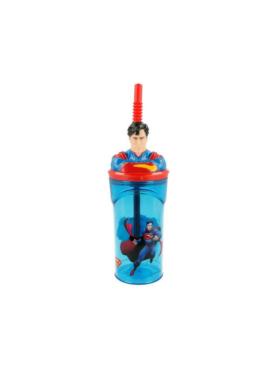Stor Superman Pahar Apă din Plastic Paie 360ml 1buc