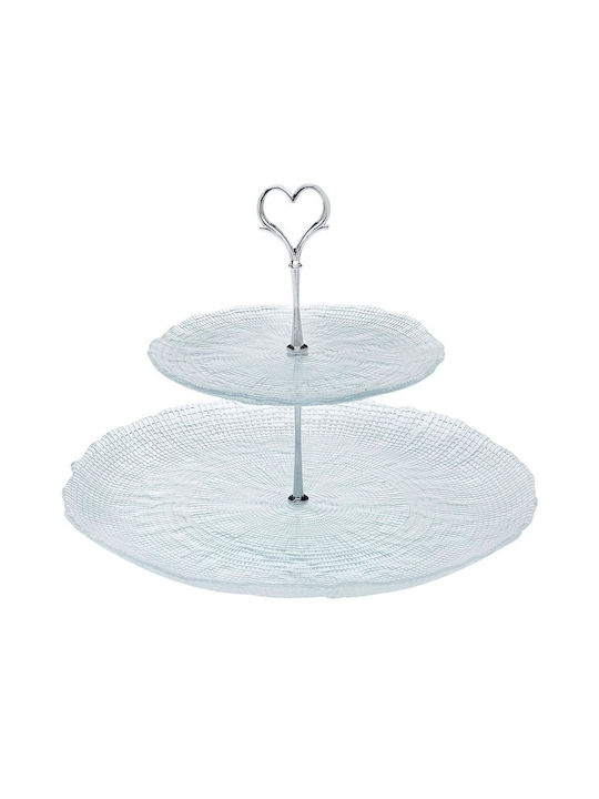 Cryspo Trio Glass Dessert Tower Stand with 2 Tiers Transparent