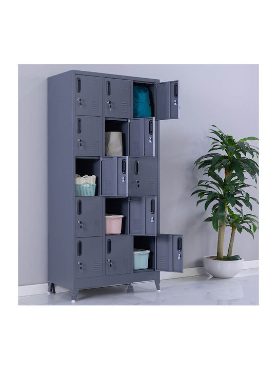 Spind Metallisch mit 15 Schränke Anthracite Checkmate 90x45x190cm