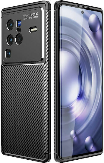 Ancus AutoFocus Carbon Fiber Umschlag Rückseite Silikon Schwarz (Vivo X80)