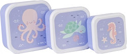 Saro Sea Friends Kids Set Lunch Plastic Box Purple