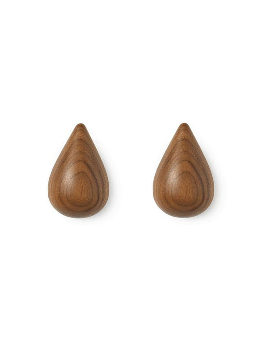 Normann Copenhagen Κρεμάστρα Τοίχου Dropit Ξύλινη Καφέ 7.7x5x8cm 2τμχ
