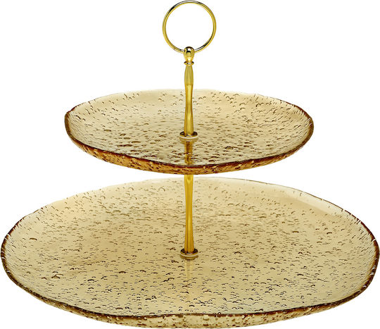 Trio Lighting Lovizna Γυάλινη Εταζέρα 2 Ορόφων Μπεζ Ø33cm