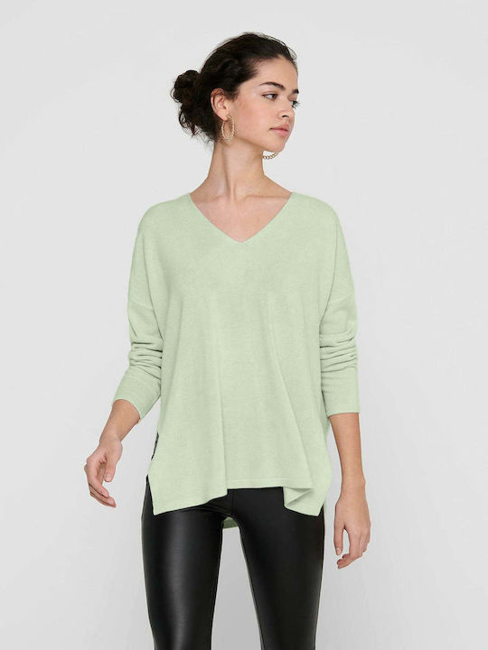 Only Women's Blouse Long Sleeve with V Neckline Mint