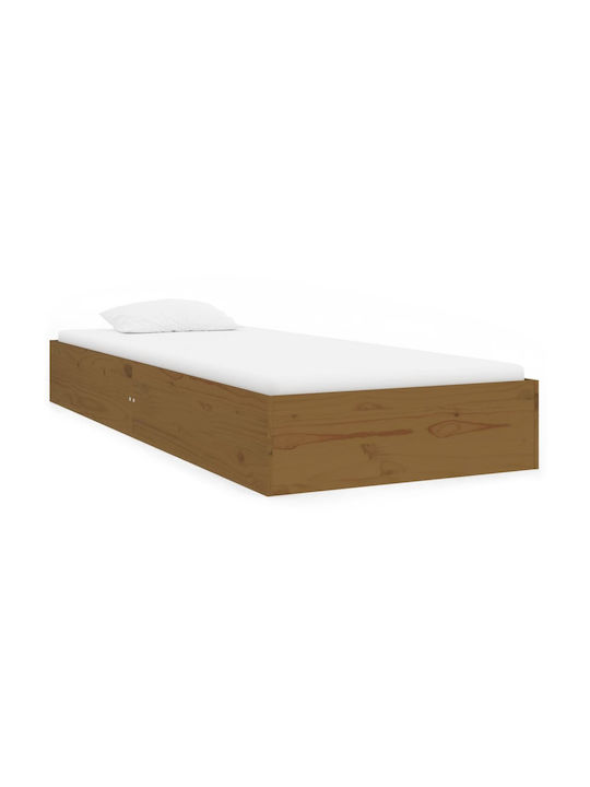 Single Bed Solid Wood with Slats Brown 75x190cm