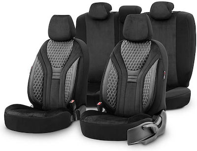 Otom Set Huse Auto 11buc Piele Infinity Design Negru / Alb