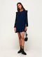 Pepe Jeans Mini Dress with Ruffle Navy Blue