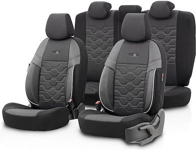 Otom Leatherette Covers Set 11pcs Hexa Design Black / Gray