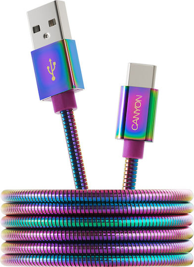 Canyon Geflochten USB 2.0 Kabel USB-C männlich - USB-A 12W Mehrfarbig 1.2m (CNS-USBC7RW)