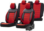 Otom Σετ Καλύμματα Αυτοκινήτου 11τμχ Δερματίνη Comfortline Design Μαύρα / Κόκκινα
