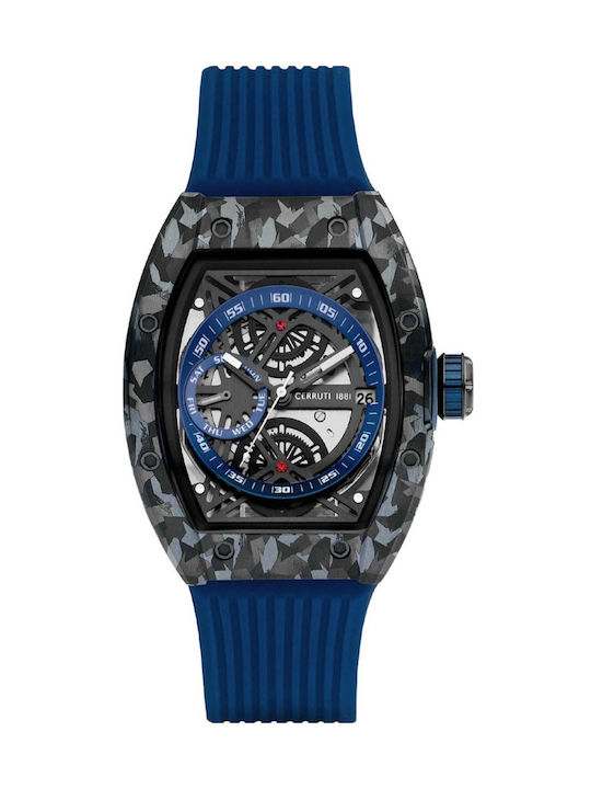 Cerruti Ovaro Watch Battery with Blue Rubber Strap