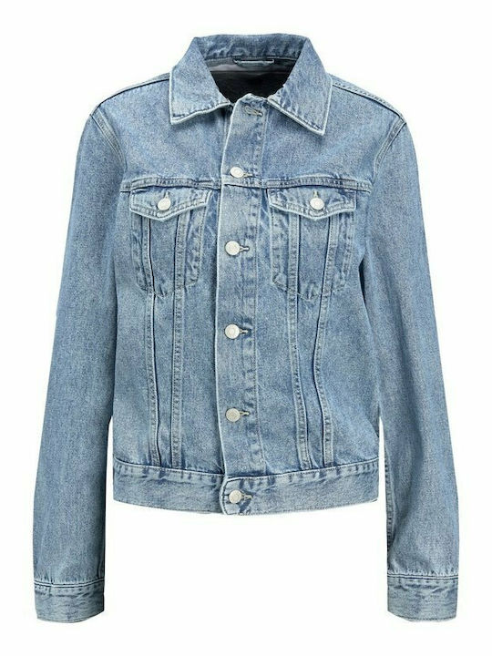 Scurtă Jachetă de femei din denim Albastru deschis