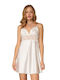 Milena by Paris Summer Satin Women's Nightdress White Cate